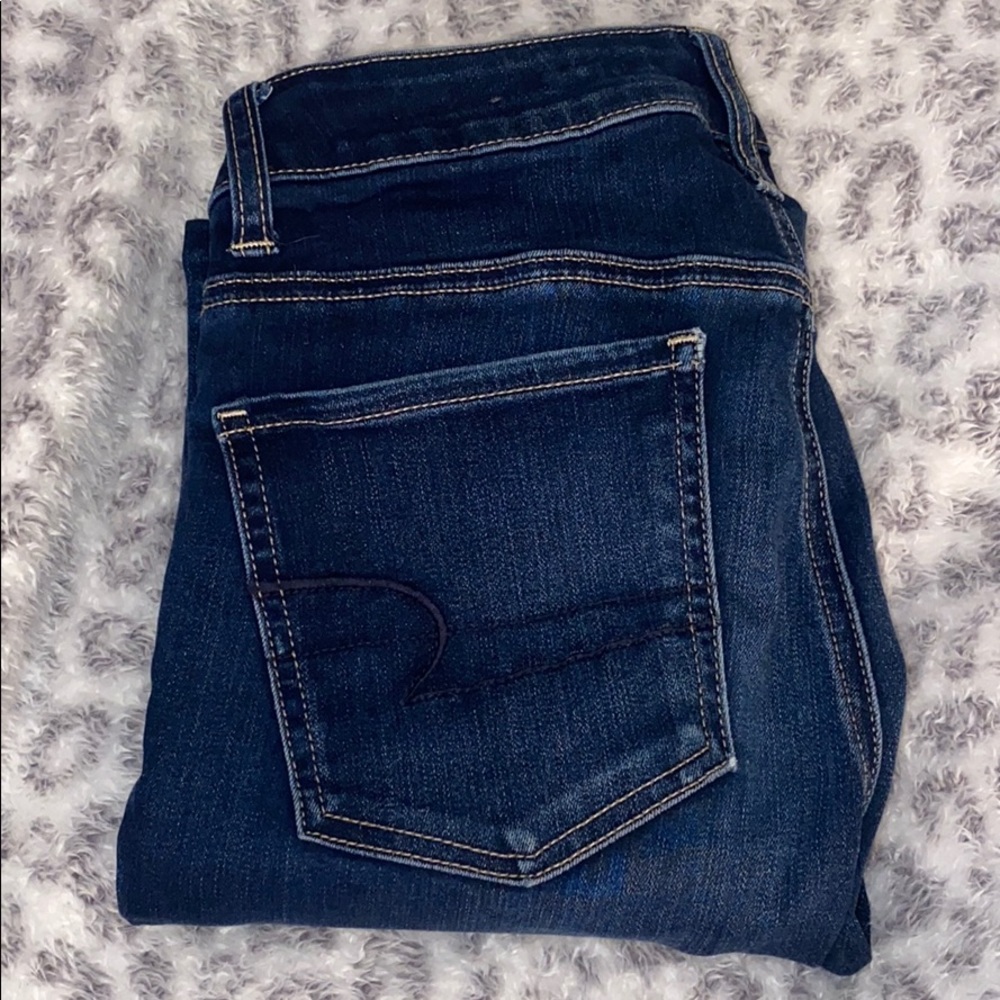 AE dark wash skinny jeans